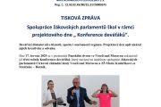 Tisková zpráva Spolupráce Žákovských parlamentů škol v rámci projektového dne "Konference deváťáků"