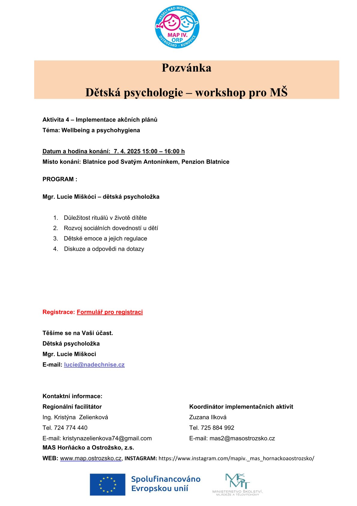 7.4.2025 Dětská psychologie MŠ