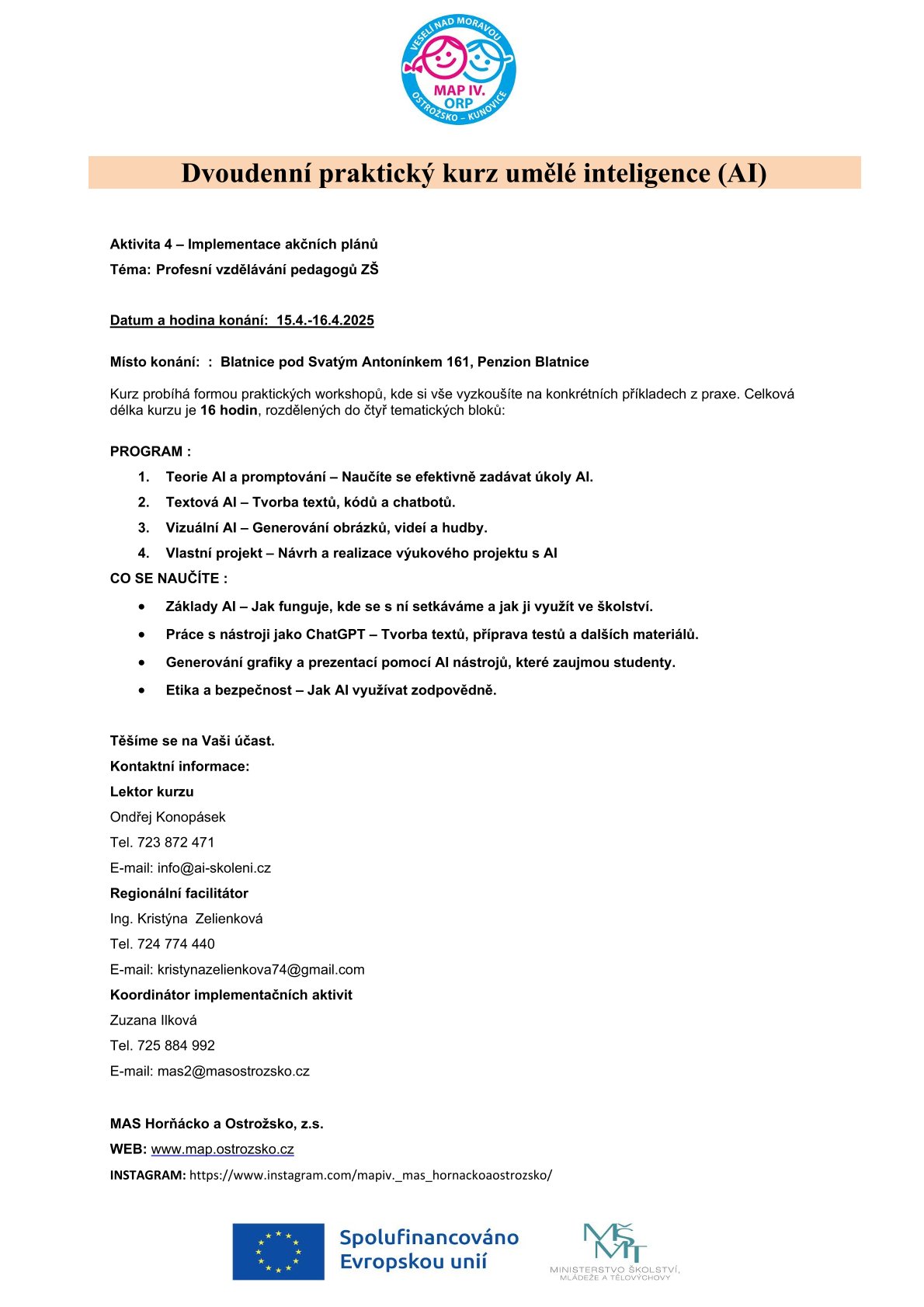 Školení umělé inteligence 15. 16.4.2025